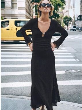 Zara Crochet Midi Dress with Hardware